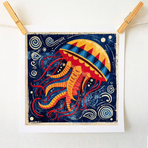 Colorful Jellyfish - A1 - A4 art print by DejaReve