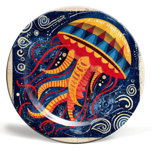 Colorful Jellyfish - ceramic dinner plate by DejaReve