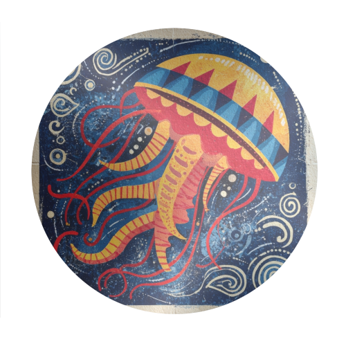 Colorful Jellyfish - Circle Sticker by DejaReve