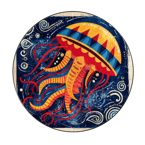 Colorful Jellyfish - Circle Sticker by DejaReve