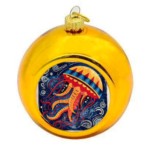 Colorful Jellyfish - colourful christmas bauble by DejaReve