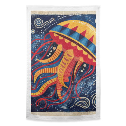 Colorful Jellyfish - funny tea towel by DejaReve