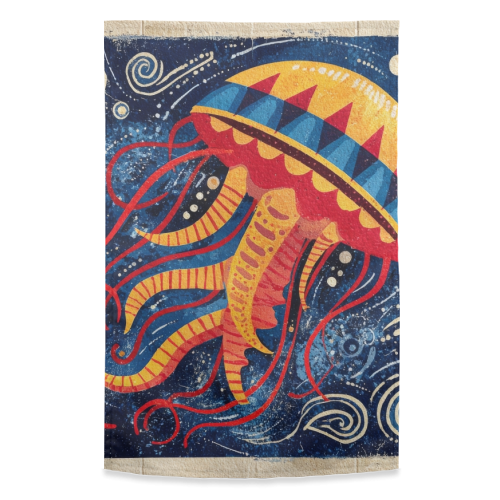 Colorful Jellyfish - funny tea towel by DejaReve