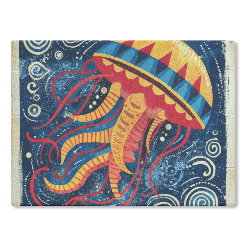 Colorful Jellyfish - glass chopping board by DejaReve