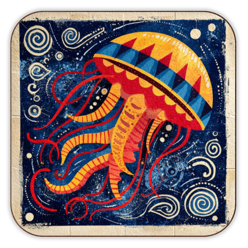 Colorful Jellyfish - personalised beer coaster by DejaReve