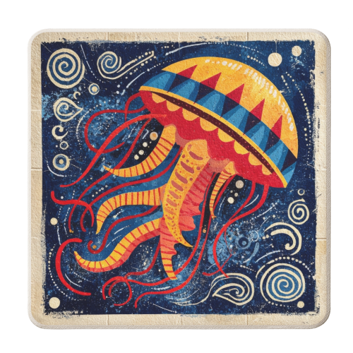 Colorful Jellyfish - personalised beer coaster by DejaReve
