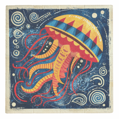 Colorful Jellyfish - personalised beer coaster by DejaReve