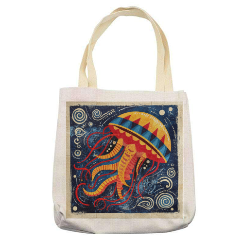 Colorful Jellyfish - printed canvas tote bag by DejaReve