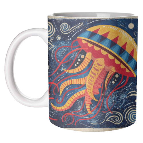 Colorful Jellyfish - unique mug by DejaReve