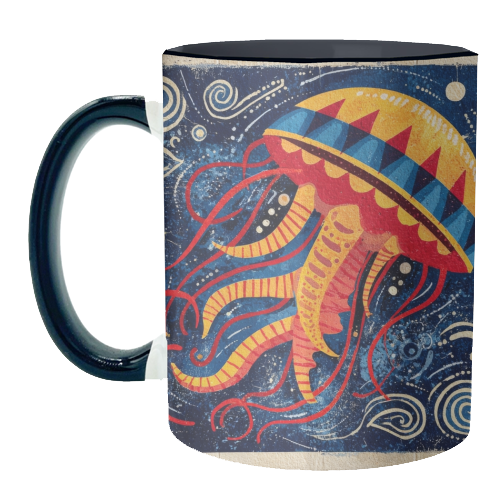 Colorful Jellyfish - unique mug by DejaReve