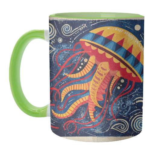 Colorful Jellyfish - unique mug by DejaReve
