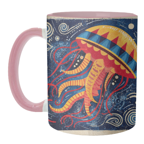 Colorful Jellyfish - unique mug by DejaReve