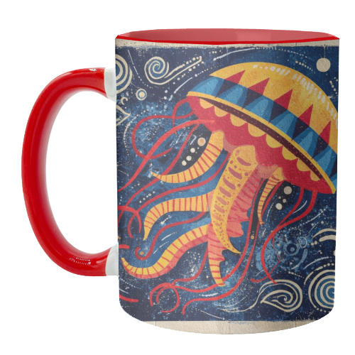 Colorful Jellyfish - unique mug by DejaReve