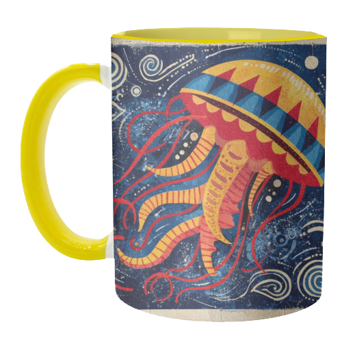 Colorful Jellyfish - unique mug by DejaReve