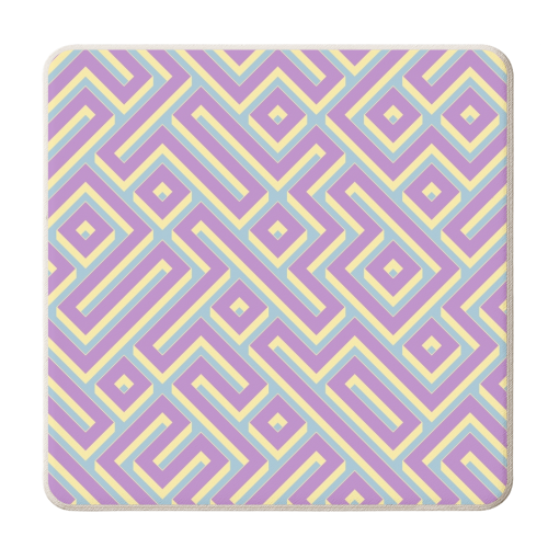 Colorful Maze Pattern - personalised beer coaster by Kaleiope Studio