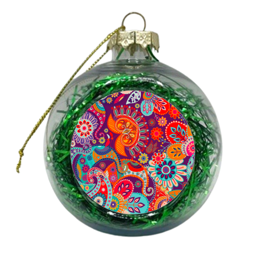 colorful paisley flowers - xmas bauble by Anastasios Konstantinidis