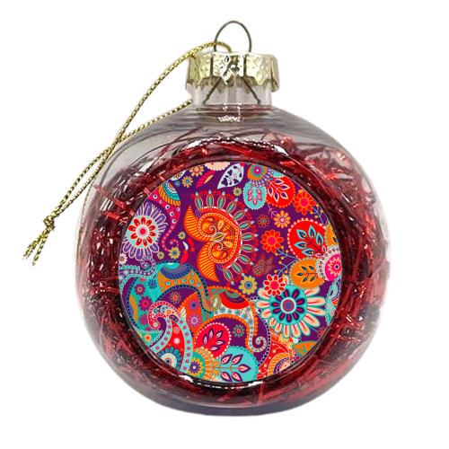 colorful paisley flowers - xmas bauble by Anastasios Konstantinidis