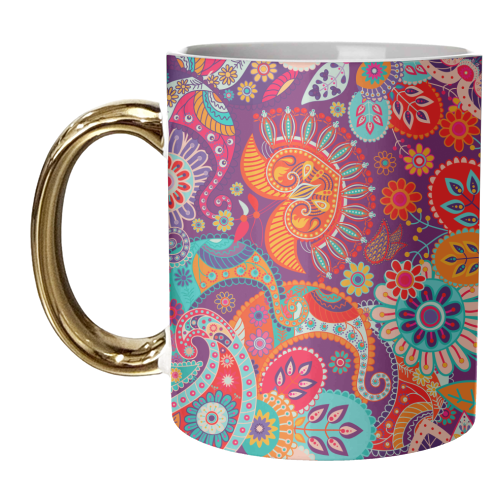 colorful paisley flowers - unique mug by Anastasios Konstantinidis