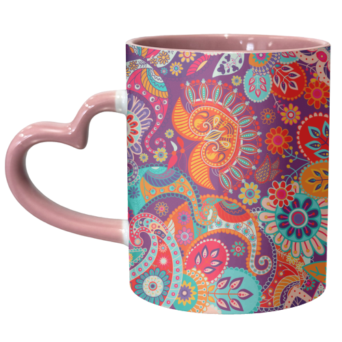 colorful paisley flowers - unique mug by Anastasios Konstantinidis