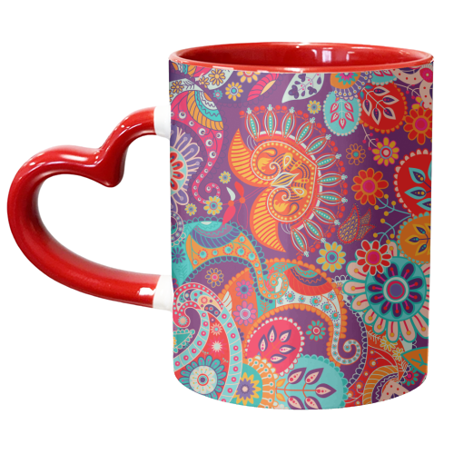 colorful paisley flowers - unique mug by Anastasios Konstantinidis