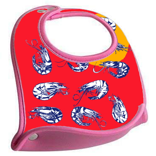 Colorful Retro Shrimp Minimalist Illustration - feeding bib by EZbie