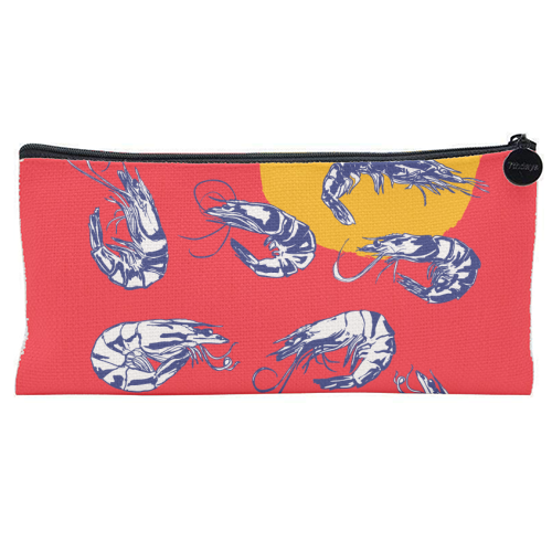 Colorful Retro Shrimp Minimalist Illustration - flat pencil case by EZbie