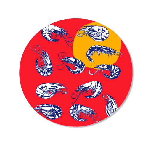 Colorful Retro Shrimp Minimalist Illustration - Magnet by EZbie