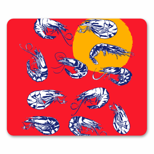 Colorful Retro Shrimp Minimalist Illustration - mouse mat by EZbie