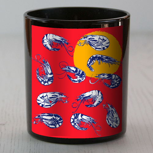 Colorful Retro Shrimp Minimalist Illustration - scented candle by EZbie