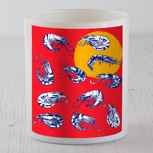 Colorful Retro Shrimp Minimalist Illustration - scented candle by EZbie