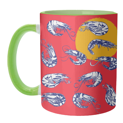 Colorful Retro Shrimp Minimalist Illustration - unique mug by EZbie