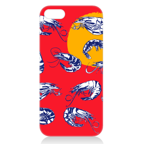 Colorful Retro Shrimp Minimalist Illustration - unique phone case by EZbie