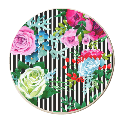 colorful roses pattern - personalised beer coaster by Anastasios Konstantinidis