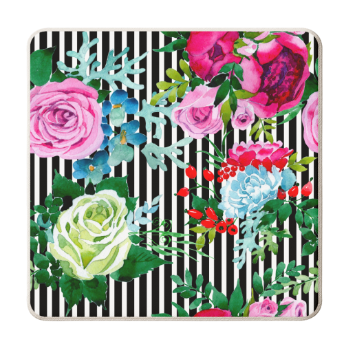 colorful roses pattern - personalised beer coaster by Anastasios Konstantinidis