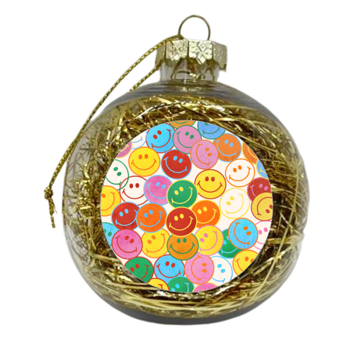 Colorful Smileys - xmas bauble by Ania Wieclaw