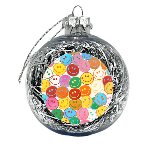 Colorful Smileys - xmas bauble by Ania Wieclaw