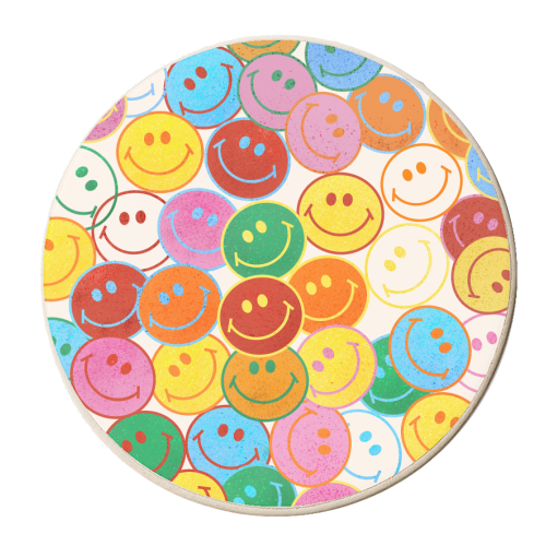 Colorful Smileys - personalised beer coaster by Ania Wieclaw