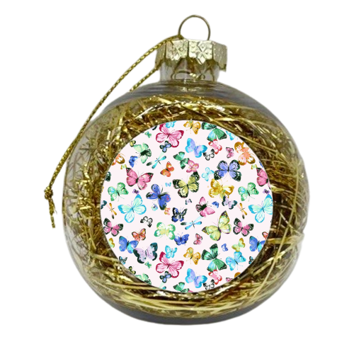 Colorful Watercolour Butterflies - xmas bauble by Ninola Design