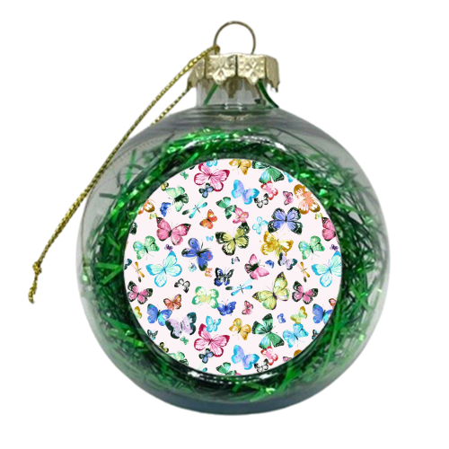 Colorful Watercolour Butterflies - xmas bauble by Ninola Design