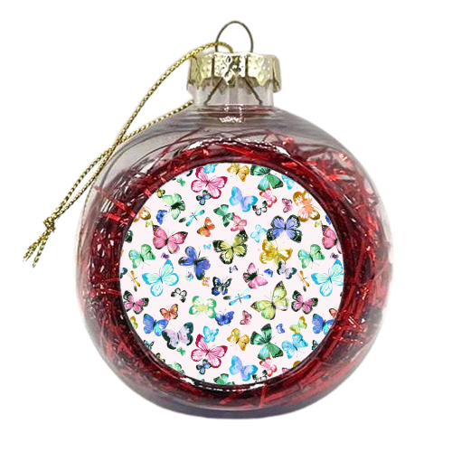Colorful Watercolour Butterflies - xmas bauble by Ninola Design
