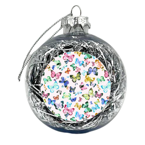 Colorful Watercolour Butterflies - xmas bauble by Ninola Design