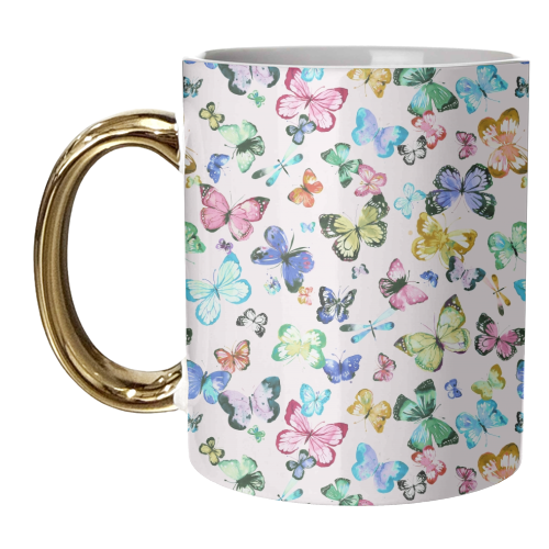 Colorful Watercolour Butterflies - unique mug by Ninola Design
