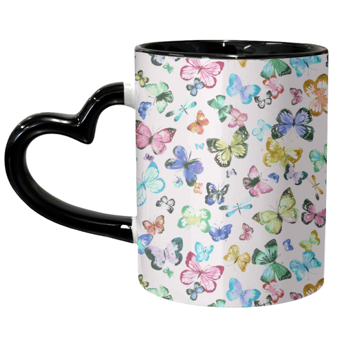 Colorful Watercolour Butterflies - unique mug by Ninola Design