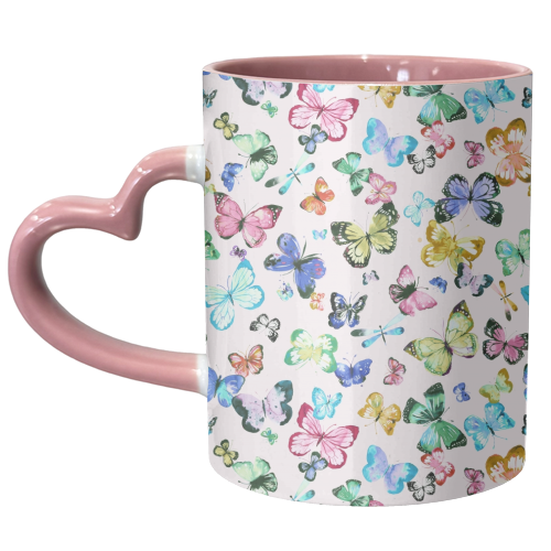 Colorful Watercolour Butterflies - unique mug by Ninola Design