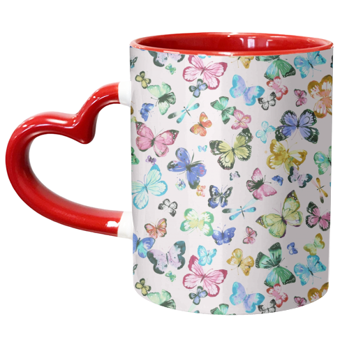 Colorful Watercolour Butterflies - unique mug by Ninola Design