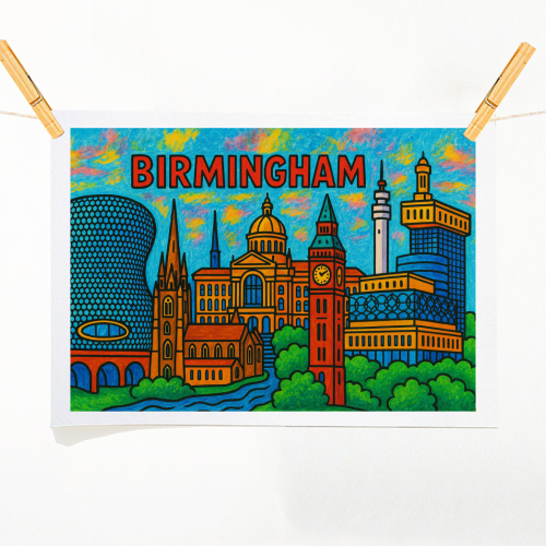 Colour Pencil Birmingham - A1 - A4 art print by Ms Doodle
