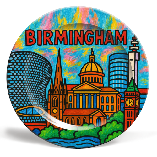 Colour Pencil Birmingham - ceramic dinner plate by Ms Doodle