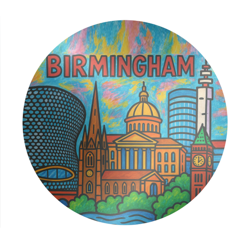 Colour Pencil Birmingham - Circle Sticker by Ms Doodle