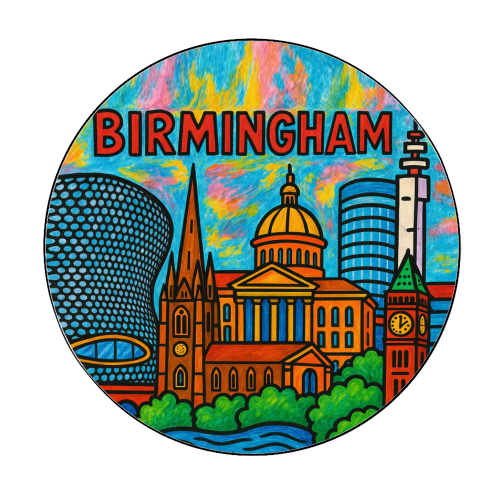 Colour Pencil Birmingham - Circle Sticker by Ms Doodle