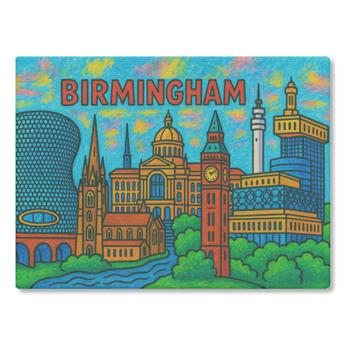 Colour Pencil Birmingham - glass chopping board by Ms Doodle